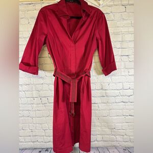 Hugo Boss Scarlet Dashina Classic Minimalist Workwear Midi Belted Shirt Dress 12